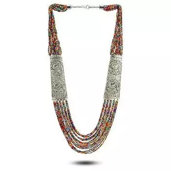 Модные ювелирные изделия антикварные немецкие серебряные оксидированные позолоченные племенные хлопковые нити ожерелье серьги комплект для женщин и девочек