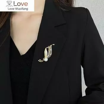 Модные ювелирные изделия Брошь в виде листа, аксессуары для костюма, имитация жемчуга, стразы, корсаж, фиксированная одежда, броши-булавки для женщин, оптовая продажа