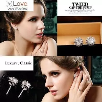 Модные ювелирные изделия Crown женские классические блестящие циркониевые маленькие серьги-гвоздики золотистого цвета для мужчин серьги-гвоздики с кристаллами We132