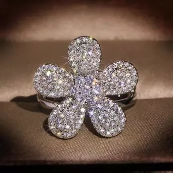 Модные ювелирные изделия европейское и американское преувеличенное кольцо с полным бриллиантом и цирконием класса люкс No. 7 opening adjustable