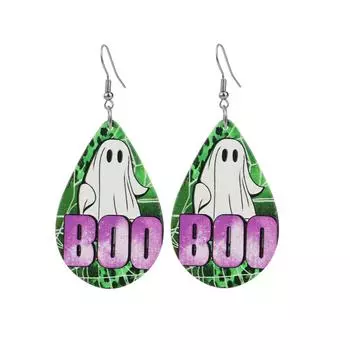 Модные ювелирные изделия Хэллоуин Череп деревянные серьги-капли для женщин 1