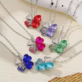 Модные ювелирные изделия, хрустальные свадебные аксессуары, ожерелье на ключицу, ожерелье «Клевер на удачу», роскошное женское ожерелье высшего качества светло-синий