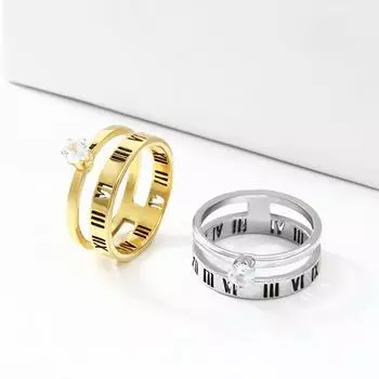 Модные ювелирные изделия из нержавеющей стали с двойным слоем кристаллов, кольца для пальцев с буквами, титановые стразы, обручальные кольца для женщин 7 золотой