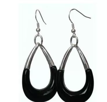 Модные ювелирные изделия из стерлингового серебра 925 пробы с драгоценными камнями, черное кольцо, обруч, синие серьги с крючком