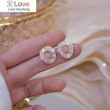 Модные ювелирные изделия Изысканные серьги с покрытием из настоящего золота 14 карат Роскошные витые женские свадебные серьги из цельного циркония серебряный