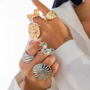 Модные ювелирные изделия Кольцо-бабочка Винтаж Нерегулярные Преувеличенные Модные Геометрические Открытые Большие Кольца Для Женщин Аксессуары