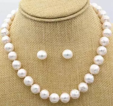 Модные ювелирные изделия, комплект серег с белым жемчугом Южных морей 10-11 мм