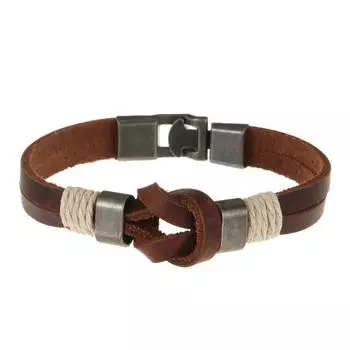 Модные ювелирные изделия, кожаный браслет ручной работы с манжетами для мужчин коричневый