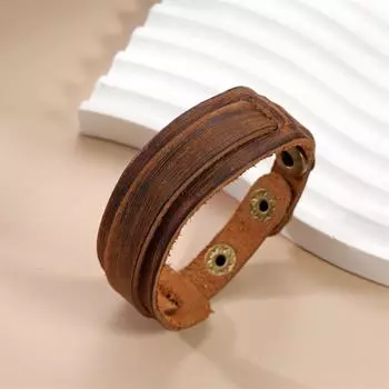 Модные ювелирные изделия, кожаный браслет ручной работы с манжетами для мужчин коричневый