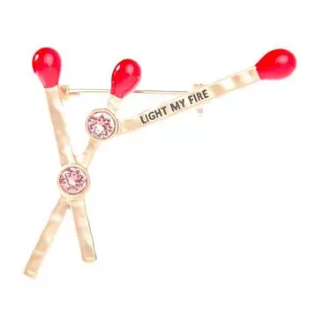 Модные ювелирные изделия, красная спичка Light My Fire, австрийская эмалированная брошь со стразами, аксессуары для женщин