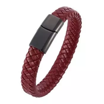 Модные ювелирные изделия Красный плетеный кожаный браслет для мужчин и женщин Модные браслеты на запястье 165mm красный