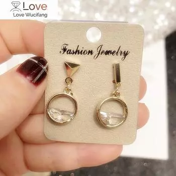 Модные ювелирные изделия Кристалл из Австрии Серьги Стерлинговый циркон Японский и корейский стиль Асимметричные женские серьги золотой