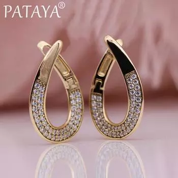 Модные ювелирные изделия PATAYA, овальные витые креативные серьги с инкрустацией, изысканные серьги