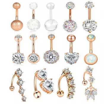 Модные ювелирные изделия пирсинг кубический цирконий очаровательное кольцо для пупка 316L хирургическая сталь 1 шт двойной круглый модный сексуальный