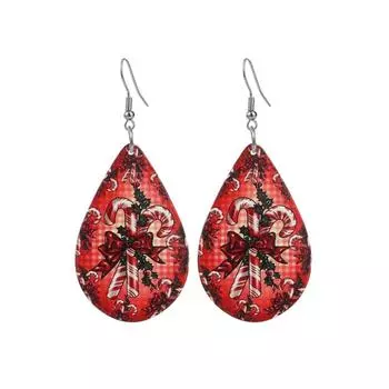 Модные ювелирные изделия, рождественские цветочные деревянные серьги-капли для женщин 1
