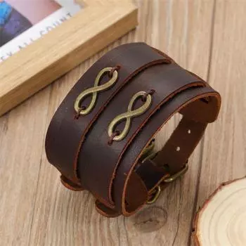 Модные ювелирные изделия ручной работы браслет из натуральной кожи с плетением манжет для мужчин коричневый