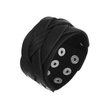 Модные ювелирные изделия ручной работы браслет из натуральной кожи с плетением манжет для мужчин чёрный