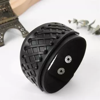Модные ювелирные изделия ручной работы браслет из натуральной кожи с плетением манжет для мужчин чёрный