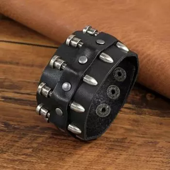 Модные ювелирные изделия ручной работы браслет из натуральной кожи для мужчин чёрный