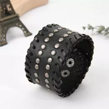 Модные ювелирные изделия ручной работы браслет из натуральной кожи с плетением манжет для мужчин чёрный