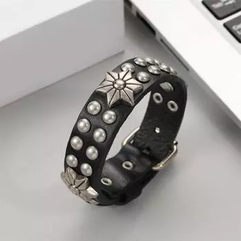 Модные ювелирные изделия ручной работы из натуральной кожи браслет со звездой для мужчин чёрный