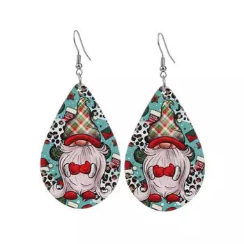 Модные ювелирные изделия, серьги-капли из дерева с цветком Санта-Клауса для женщин 1