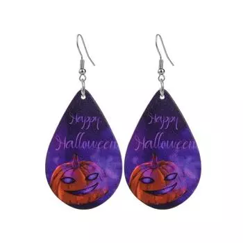 Модные ювелирные изделия, серьги-капли из дерева тыквы на Хэллоуин для женщин 1