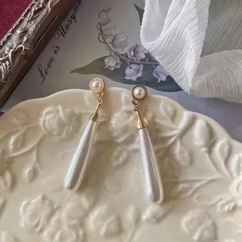 Модные ювелирные изделия Серьги-капли в корейском стиле Серьги с жемчугом Женские серьги-гвоздики золотой
