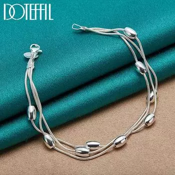 Модные ювелирные изделия, три змеиных цепочки, свадебный браслет из стерлингового серебра 925 пробы 20cm