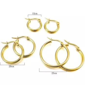 Модные ювелирные изделия в подарок, простые круглые серьги-кольца для девочек и женщин, металлические свадебные модные серьги-кольца, темперамент 15MM золотистый