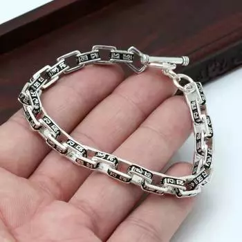 Модные ювелирные изделия в стиле ретро, индивидуальный мужской браслет, шестизначный браслет с мантрой, подарок на день рождения, ювелирные изделия на запястье 20cm