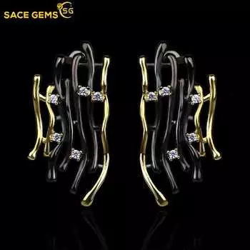 Модные ювелирные изделия, женские серьги-гвоздики, двухцветные золотые нерегулярные серьги для коктейльной вечеринки, винтажные ювелирные изделия чёрный