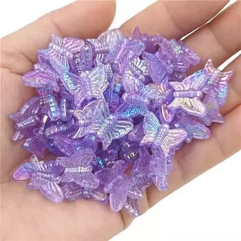 Модные ювелирные материалы, браслет, ожерелье, бусины-бабочки, разноцветные аксессуары ручной работы, 20 шт., AB цвет, созданный кристалл, акриловые подарки