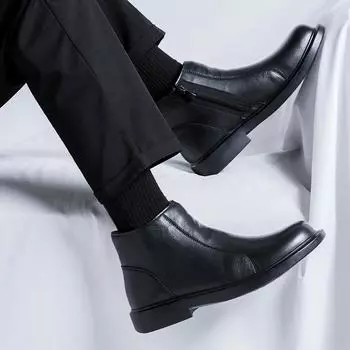 Модные весенне-осенние дизайнерские ботинки челси мужские британские модные повседневные однотонные туфли на платформе мужские мягкие кожаные ботильоны 38 чёрный