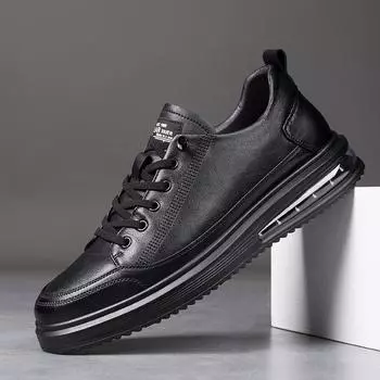 Модные весенне-осенние дизайнерские новые мужские туфли из кожи на воздушной подушке на платформе, модные повседневные износостойкие кроссовки для мужчин на открытом воздухе с мягкой подошвой 38