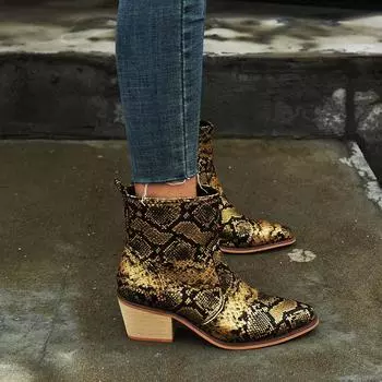 Модные весенне-осенние ковбойские сапоги Женская обувь Зимние ковбойские ботильоны в стиле вестерн Кожаные туфли с острым носком Женские ботильоны 896 35 чёрный