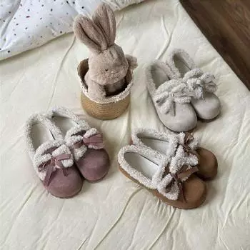 Модные весенне-осенние мохнатые туфли для улицы, зимние, мягкие, повседневные, на одну ногу, стремена, для беременных женщин, хлопковая обувь с бантом, женская обувь большого размера 35 малиновый