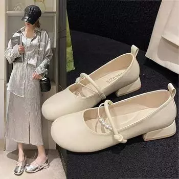 Модные весенне-осенние новые модные туфли на плоской подошве 2024 года с квадратным носком, женские туфли, повседневные, удобные, однотонные, женские туфли для отдыха на открытом воздухе 35 бежевый