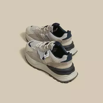 Модные весенне-осенние ретро-серые туфли на толстой подошве из мягкой кожи Pops Shoes для женщин Hundred Casual Sports Women Shoes 35 розовый