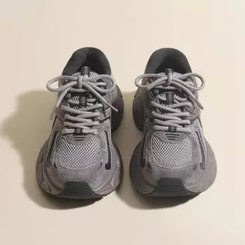 Модные весенне-осенние туфли с толстой подошвой в стиле поп-арт, толстые туфли в стиле ретро, комбинированные цвета, маленькие повседневные кроссовки для женщин 35 серый