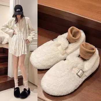 Модные весенне-осенние внутренние меховые туфли с увеличением высоты, женская зимняя верхняя одежда, маленькие туфли из сои с подкладкой из хлопка 35 хаки