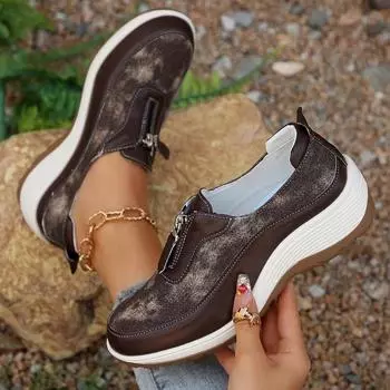 Модные весенние и летние удобные простые повседневные кроссовки для ходьбы Модные кроссовки с передней молнией Новые кроссовки для бега Вулканизированная обувь 36 хаки