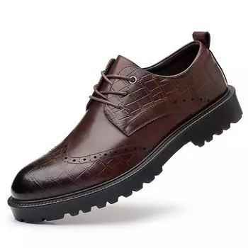 Модные весенние и осенние мужские туфли в деловом британском стиле, модные повседневные новые дизайнерские кожаные туфли на платформе для свадьбы для мужчин 38 чёрный