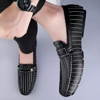 Модные весенние модные персонализированные мужские туфли из воловьей кожи, удобные, нескользящие, для вождения, брендовые мужские уличные дышащие туфли на мягкой подошве 37 белый