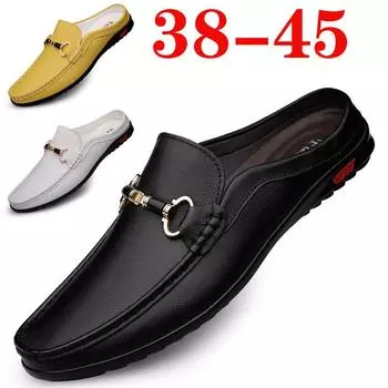 Модные весенние мужские кожаные полутапочки, новые повседневные кожаные туфли, мягкий кожаный удобный верхний слой, мужская обувь из коровьей кожи, мягкая подошва 38 белый