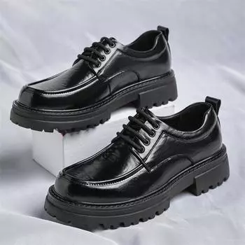 Модные весенние мужские туфли-оксфорды для взрослых, деловые туфли на толстой подошве, кожаные туфли класса люкс, дизайнерские туфли на низком каблуке коричневого и черного цвета, повседневные туфли 38 коричневый