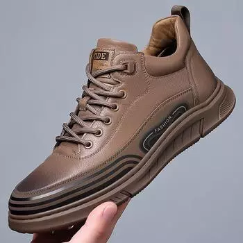 Модные весенние осенние мужские туфли на шнуровке с высоким верхом, мужская версия всех подходящих толстых подошв, модные повседневные туфли для мужчин 38 чёрный