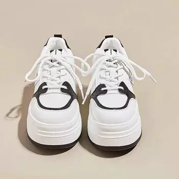 Модные весенние туфли 2024 года из натуральной кожи на платформе и танкетке высотой 8 см, белые повседневные туфли, удобные дышащие туфли на весну и осень, размер 34-39 34 белый