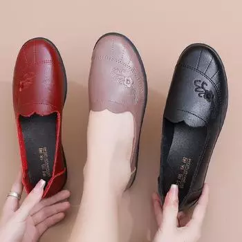 Модные весенние туфли-лоферы с цветочным принтом для женщин среднего и пожилого возраста. Удобные туфли-лоферы на мягкой подошве для мам. Нескользящие туфли-лоферы для бабушек. 35