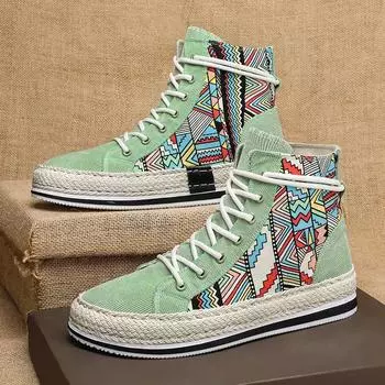 Модные весенние удобные кроссовки мужские парусиновые туфли дышащие крутые уличные туфли мужские брендовые кроссовки черные мужские повседневные туфли 39 зелёный